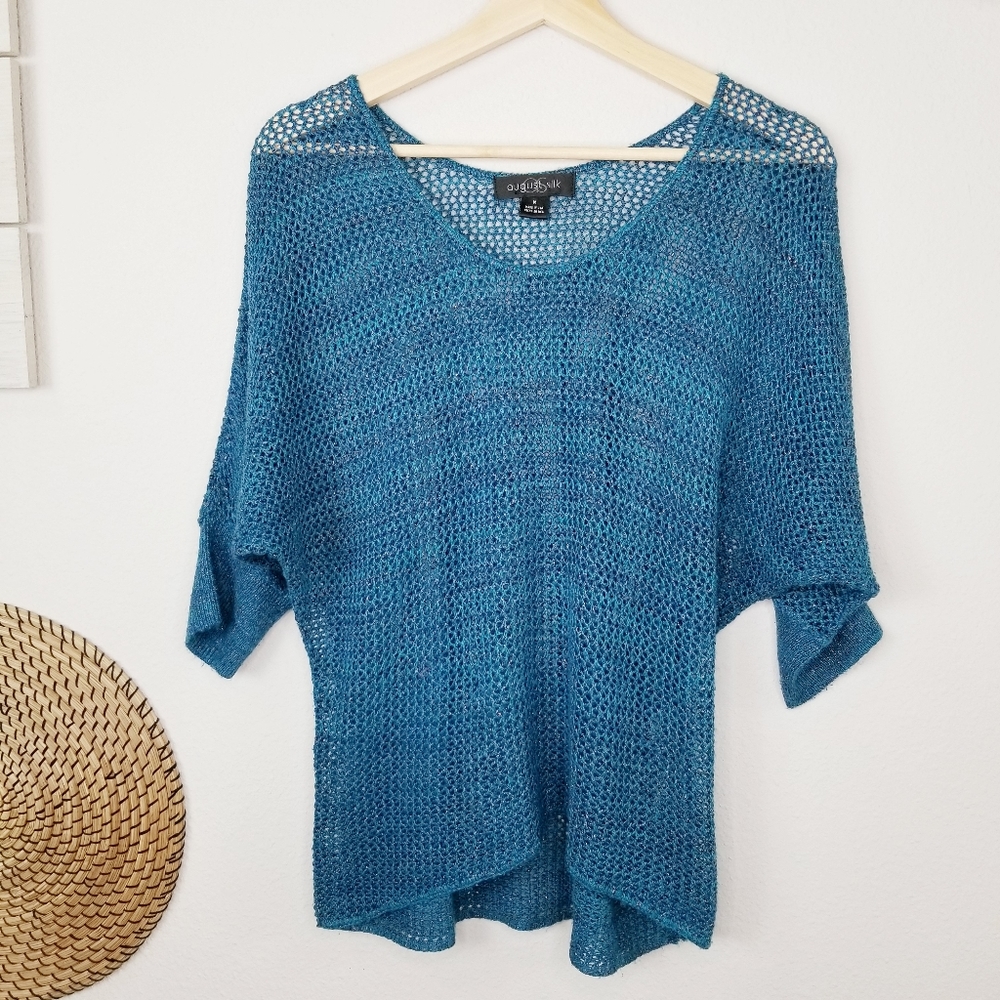 August Silk See-through Knit Mesh Tunic Sweater